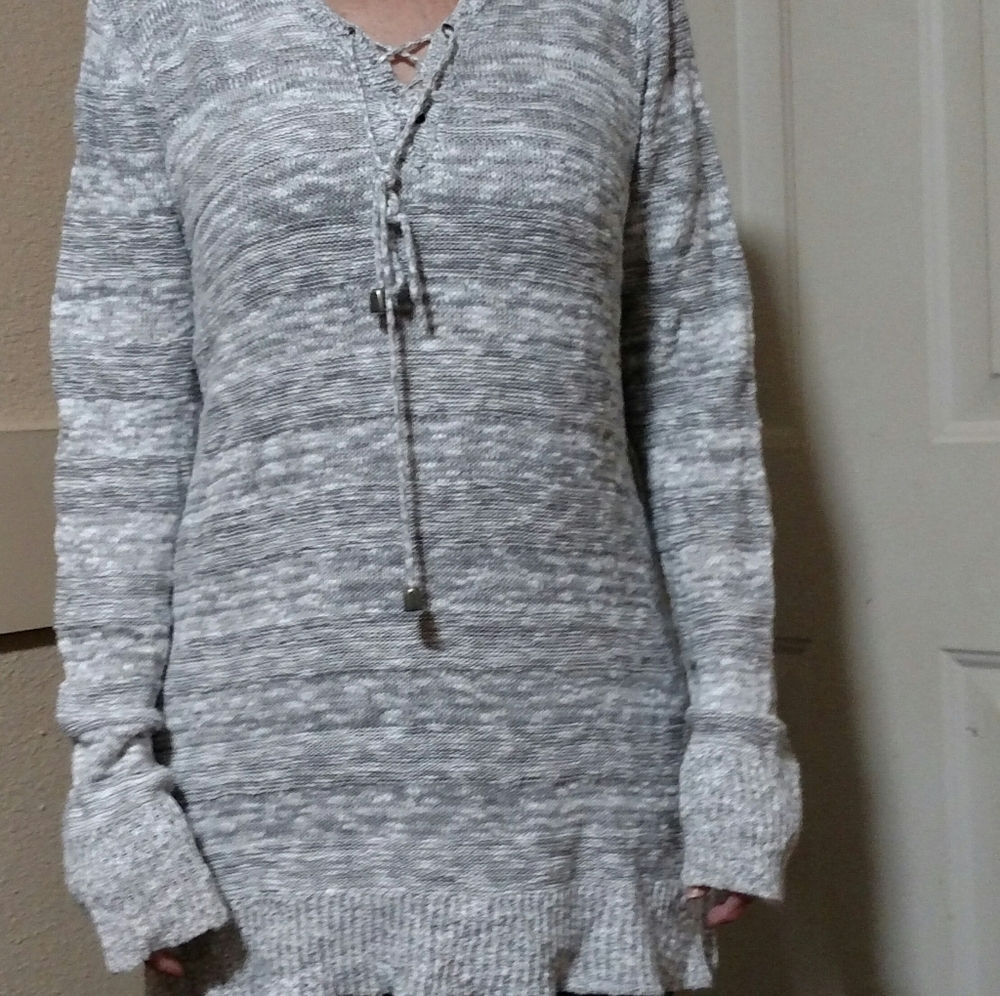Faded Glory Hooded sweater white with grey threads